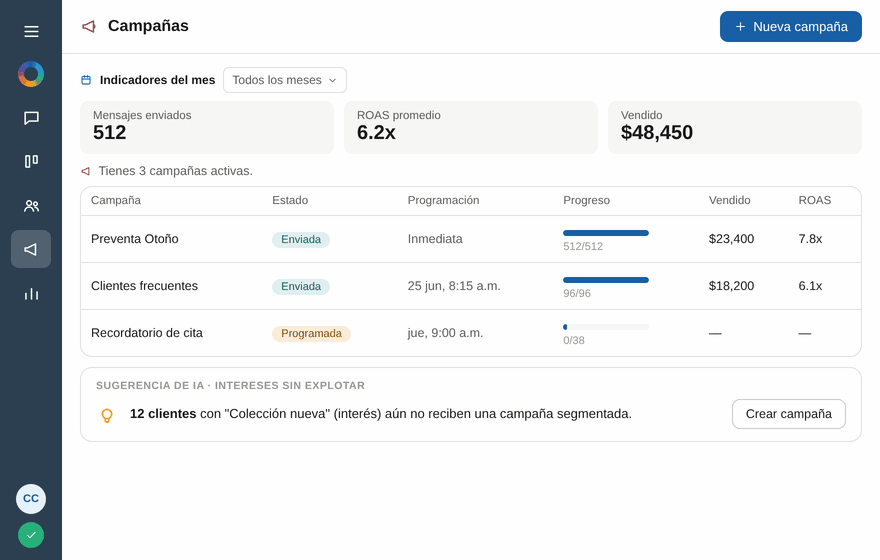 Campañas en Orkestra: sugerencia de IA y creación de campaña segmentada por interés, etiquetas o cargando un Excel